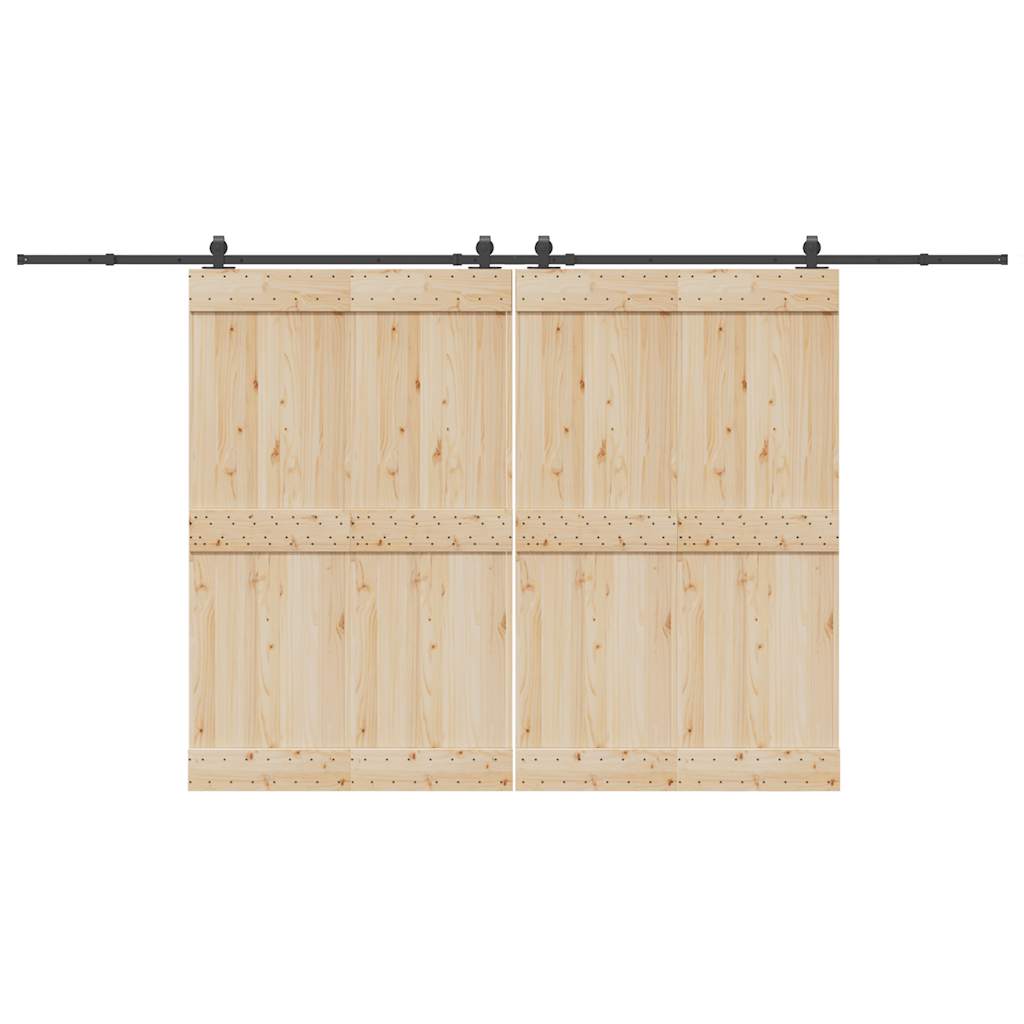 Sliding Door Hardware Kit 366 cm Steel Black 200 cm
