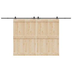 Sliding Door Hardware Kit 366 cm Steel Black 200 cm