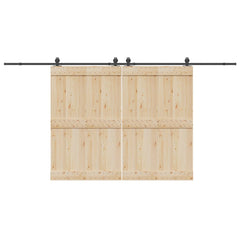 Sliding Door Hardware Kit 366 cm Steel Black 213 cm