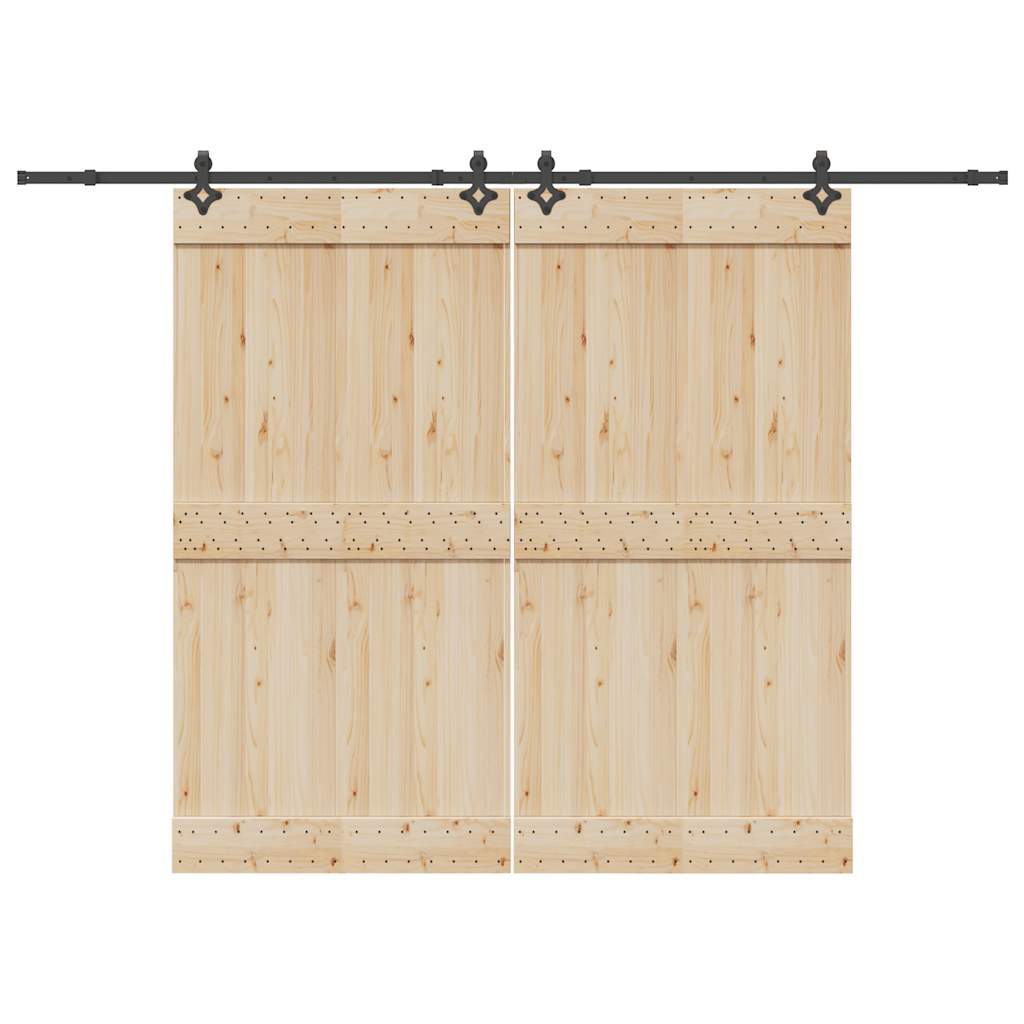 Sliding Door Hardware Kit 305 cm Steel Black 152.5 cm