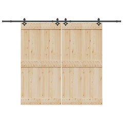 Sliding Door Hardware Kit 305 cm Steel Black 152.5 cm