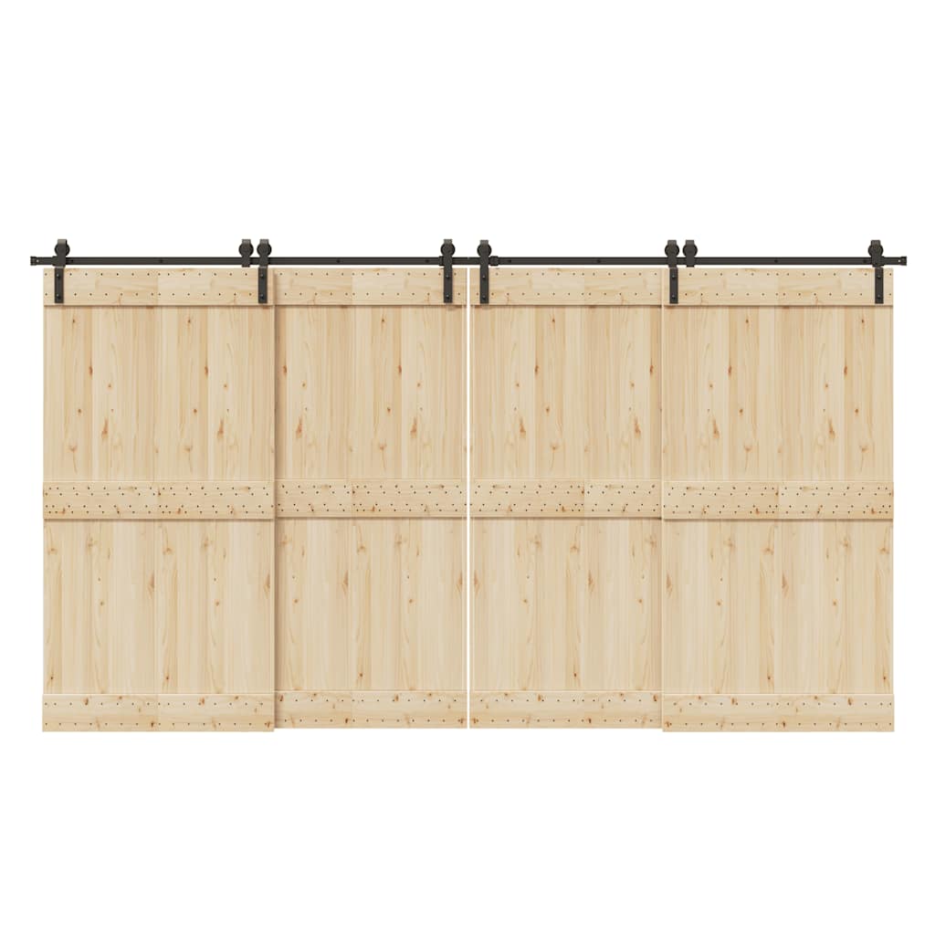 Sliding Door Hardware Kit 366 cm Steel Black 200 cm