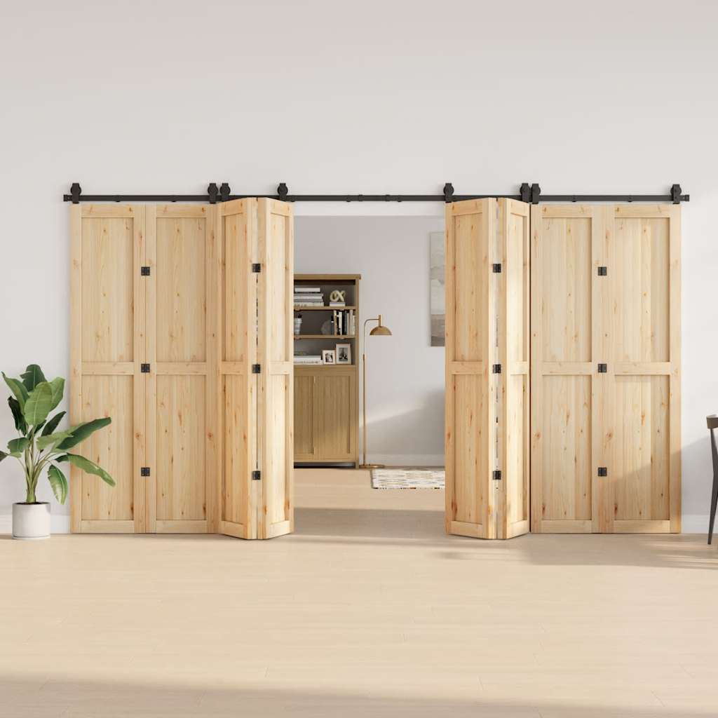 Sliding Door Hardware Kit 366 cm Steel Black 200 cm