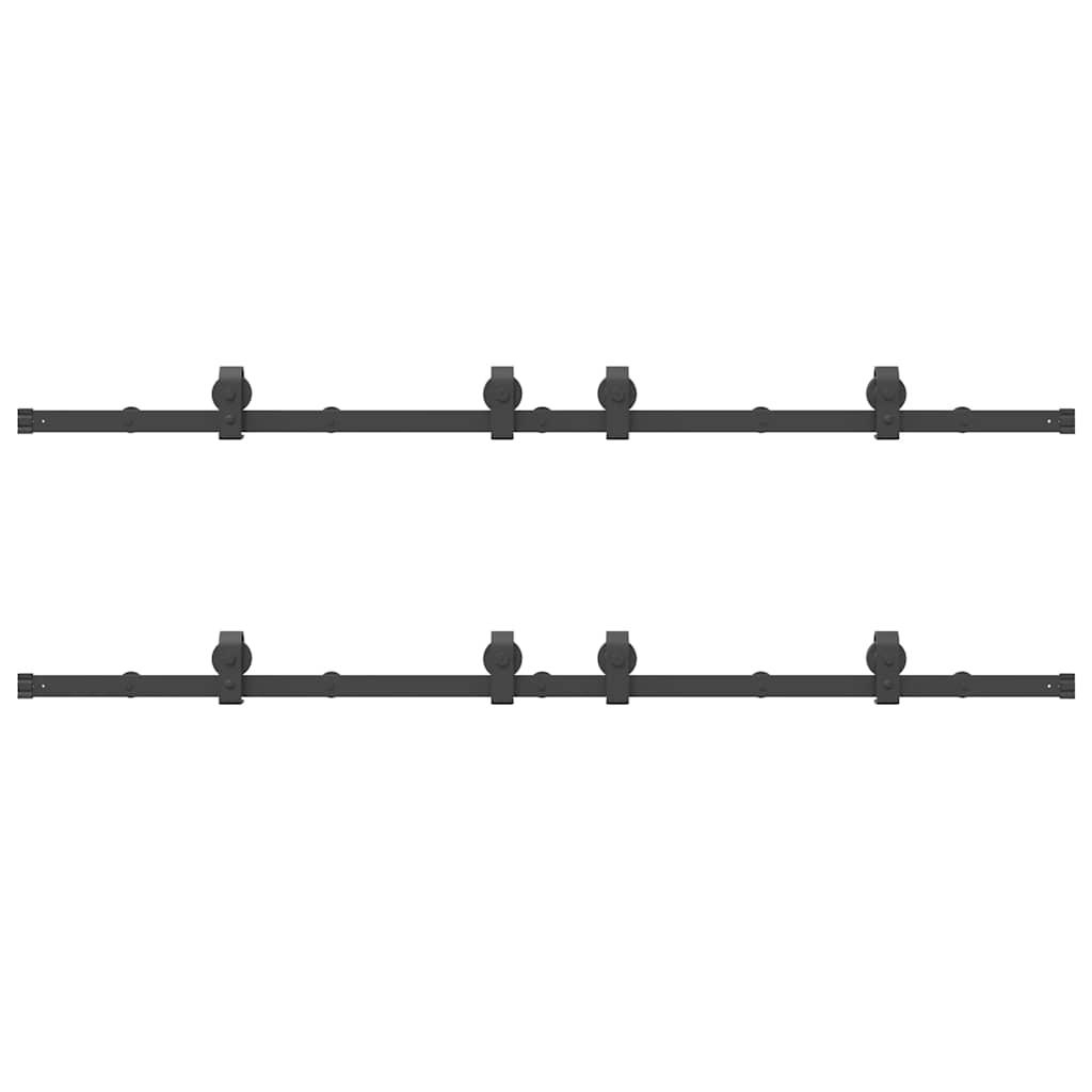 Sliding Door Hardware Kit 366 cm Steel Black 200 cm