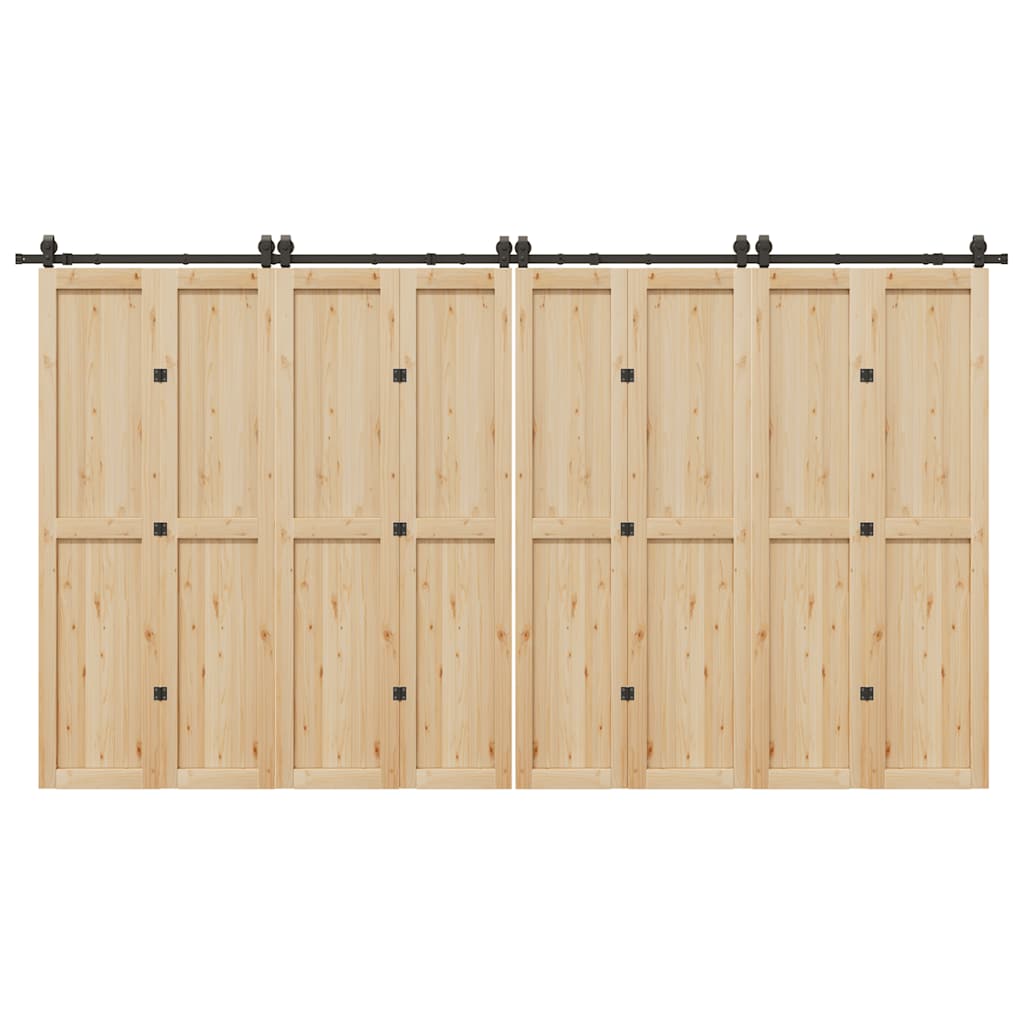 Sliding Door Hardware Kit 366 cm Steel Black 200 cm