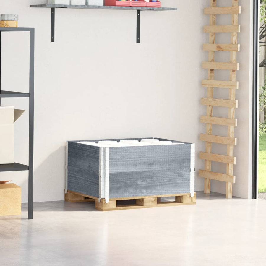 vidaXL Pallet Collars 2 pcs Grey 80x60 cm Solid Wood Pine 1