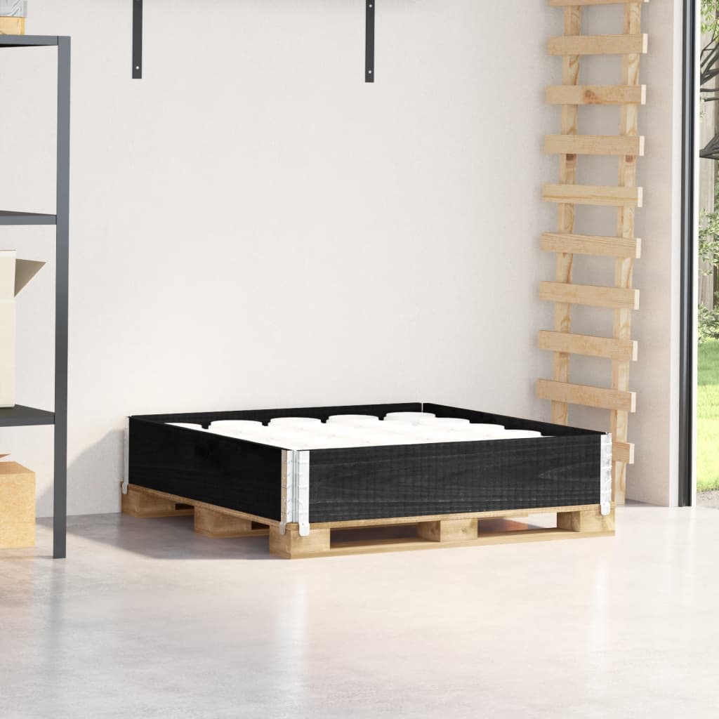 vidaXL Pallet Collar Black 100x100 cm Solid Wood Pine 1