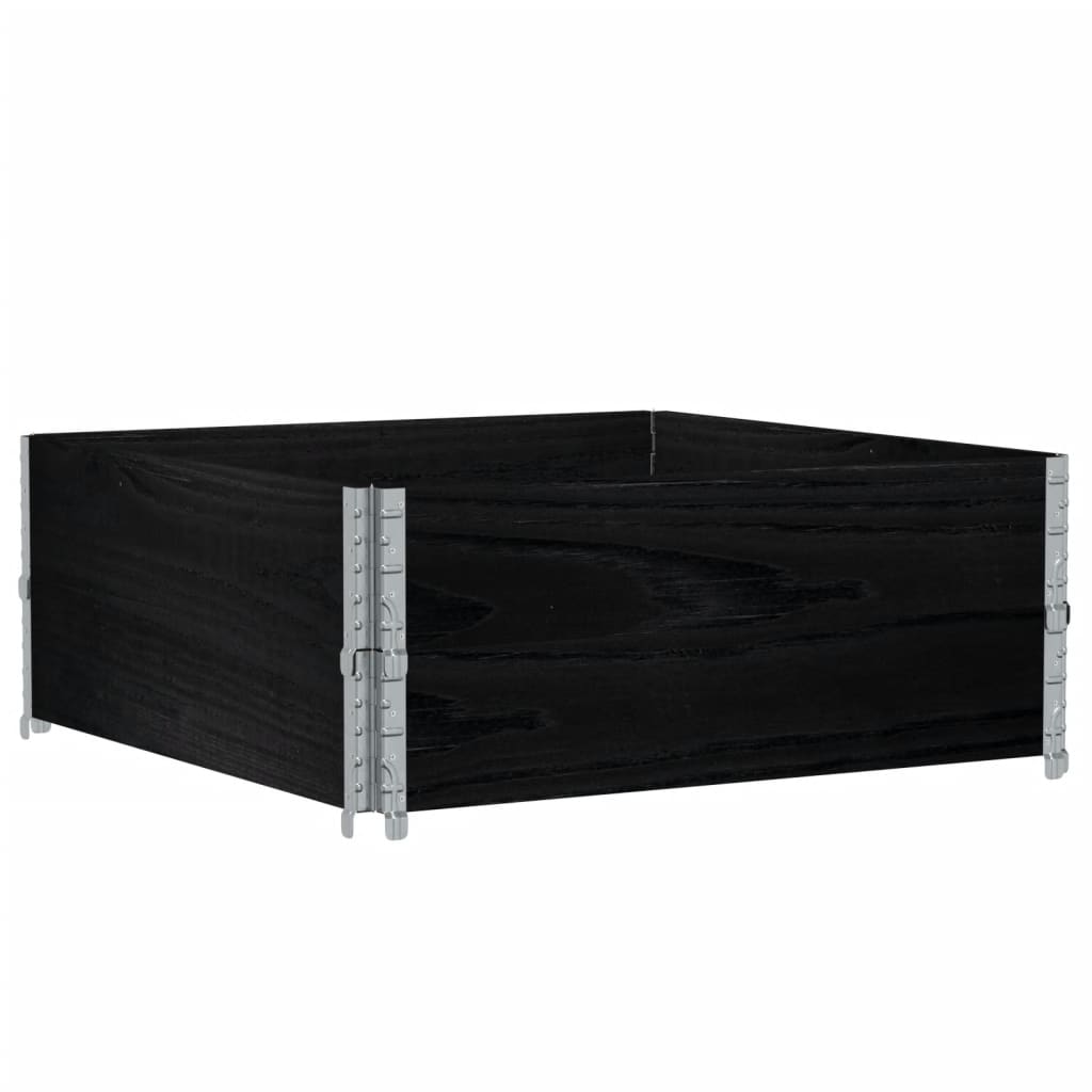 Pallet Collars Solid Wood Pine 2 Black 100 cm 100 cm
