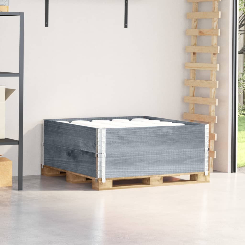 vidaXL Pallet Collars Solid Wood Pine 2 pcs Grey