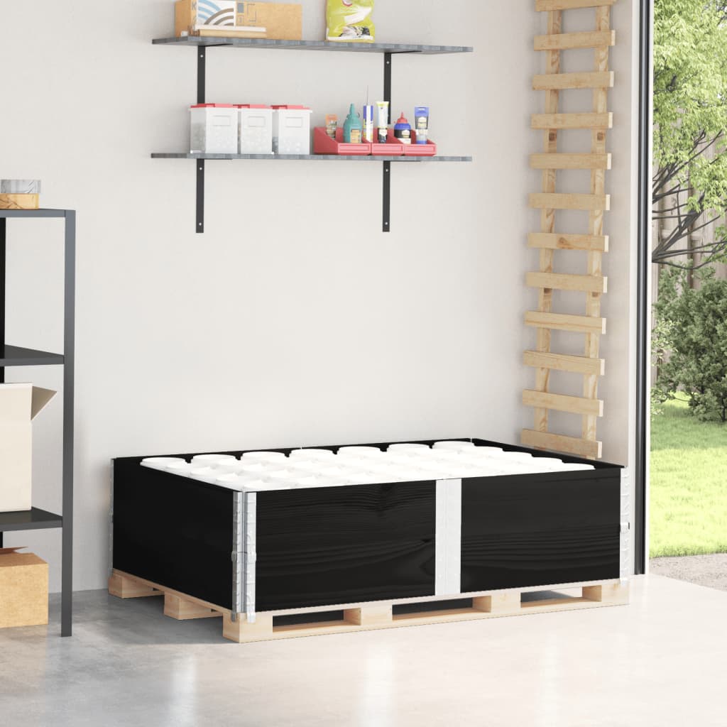 vidaXL Pallet Collars Solid Wood Pine 2 pcs Black