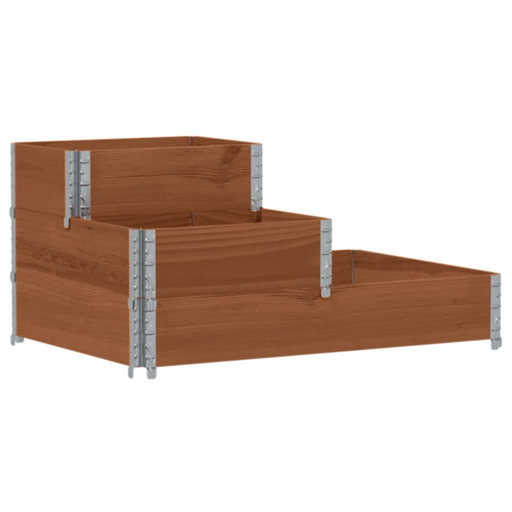 3-Tier Raised Bed 120x80 cm Solid Wood Pine Dark brown 120 x 80 cm (60 x 40 cm)