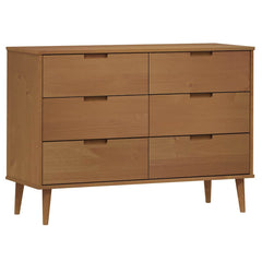 Drawer Cabinet "MOLDE" 113x40x80 cm Solid Wood Pine Brown