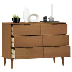 Drawer Cabinet "MOLDE" 113x40x80 cm Solid Wood Pine Brown