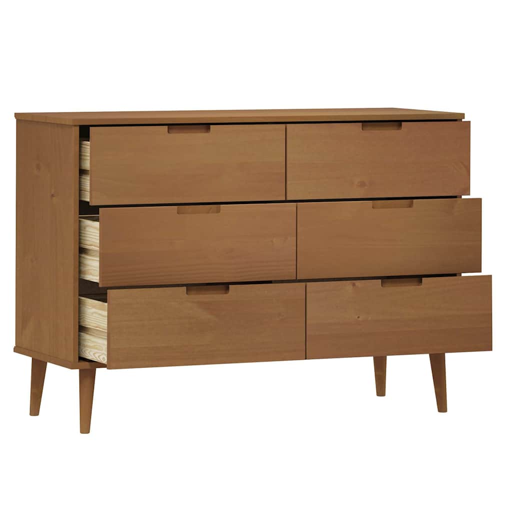 Drawer Cabinet "MOLDE" 113x40x80 cm Solid Wood Pine Brown
