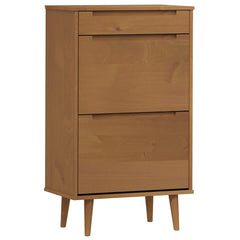 vidaXL Shoe Cabinet MOLDE Brown 59.5x35x103 cm Solid Wood Pine 2
