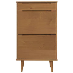 vidaXL Shoe Cabinet MOLDE Brown 59.5x35x103 cm Solid Wood Pine 4