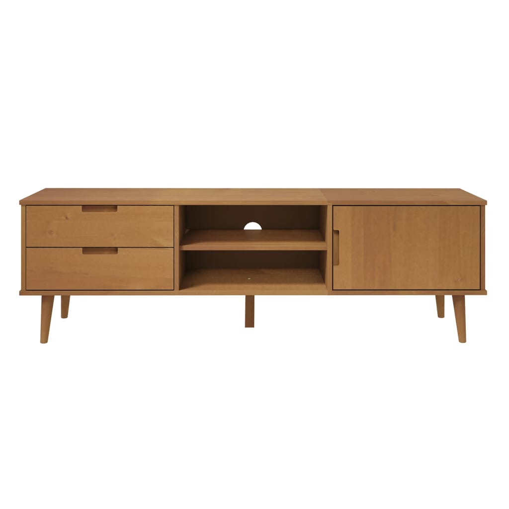 TV Cabinet "MOLDE" 158x40x49 cm Solid Wood Pine Brown