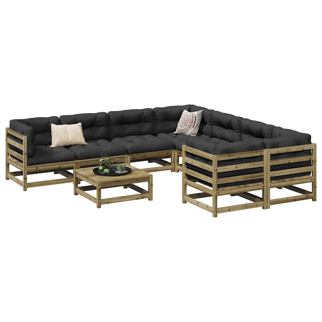 9 Piece Garden Sofa Set Impregnated Wood Pine Natural impregnated