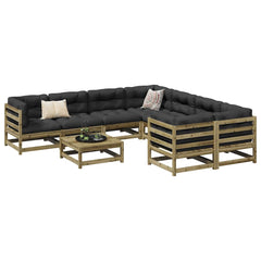 9 Piece Garden Sofa Set Impregnated Wood Pine Natural impregnated