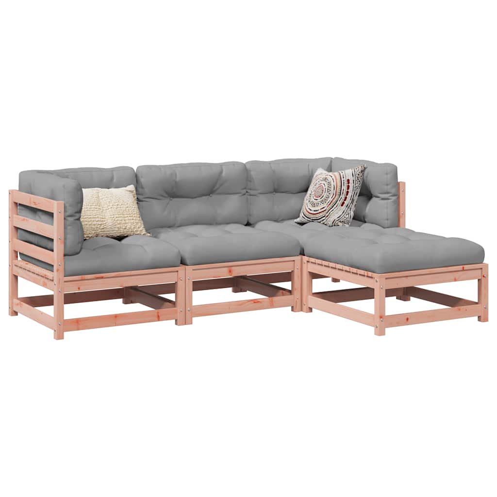 4 Piece Garden Sofa Set Solid Wood Pine Natural douglas