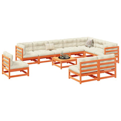 11 Piece Garden Sofa Set Solid Wood Pine Wax brown