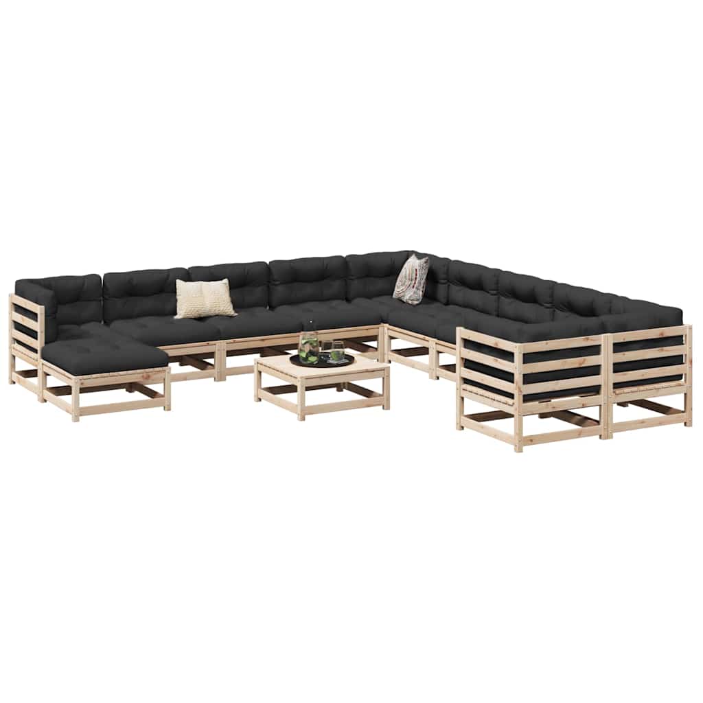vidaXL 12 Piece Garden Sofa Set Solid Wood Pine 1