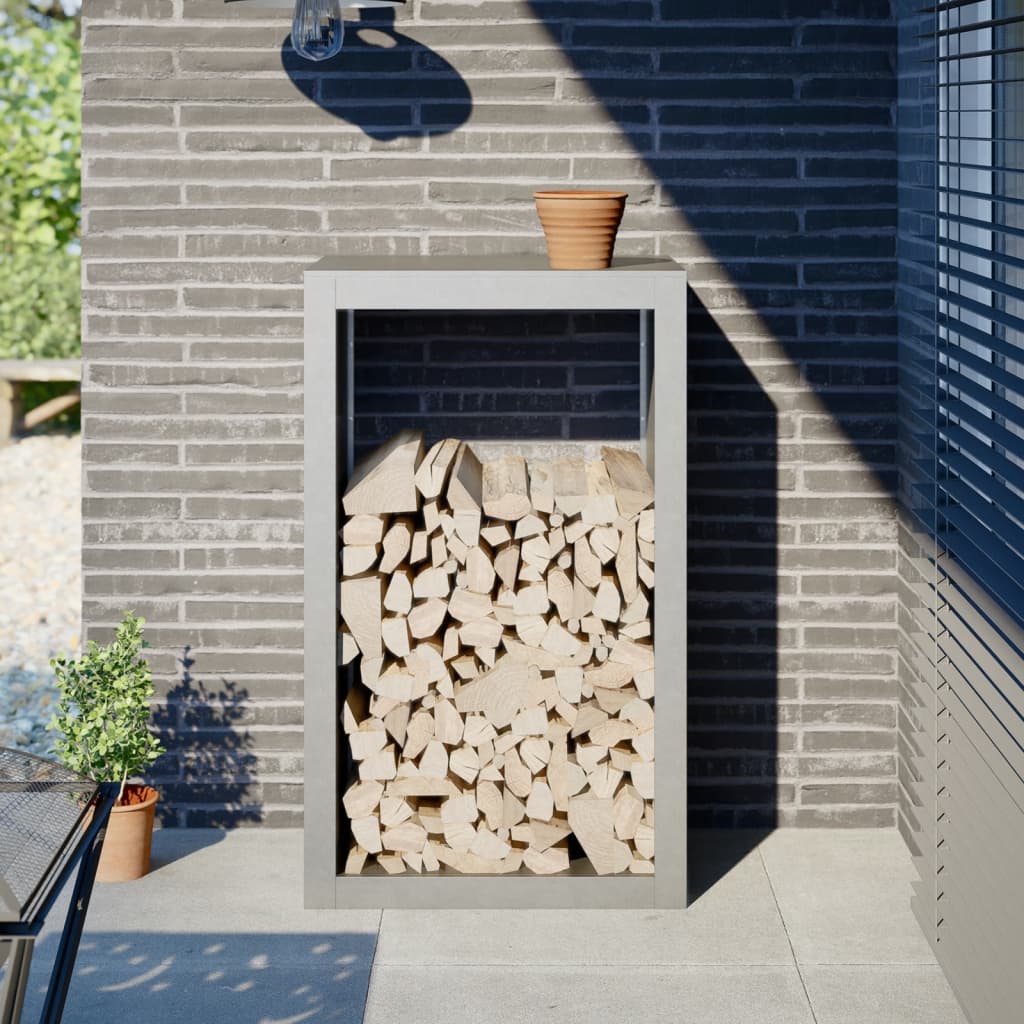 Firewood Rack Black 60x40x100 cm Steel Stainless steel/light grey