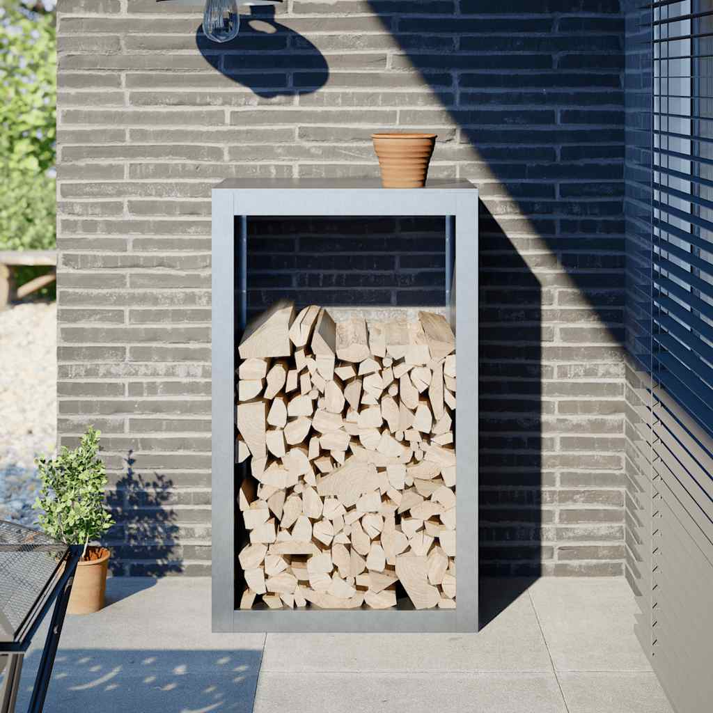 Firewood Rack Black 60x40x100 cm Steel Galvanized steel/grey