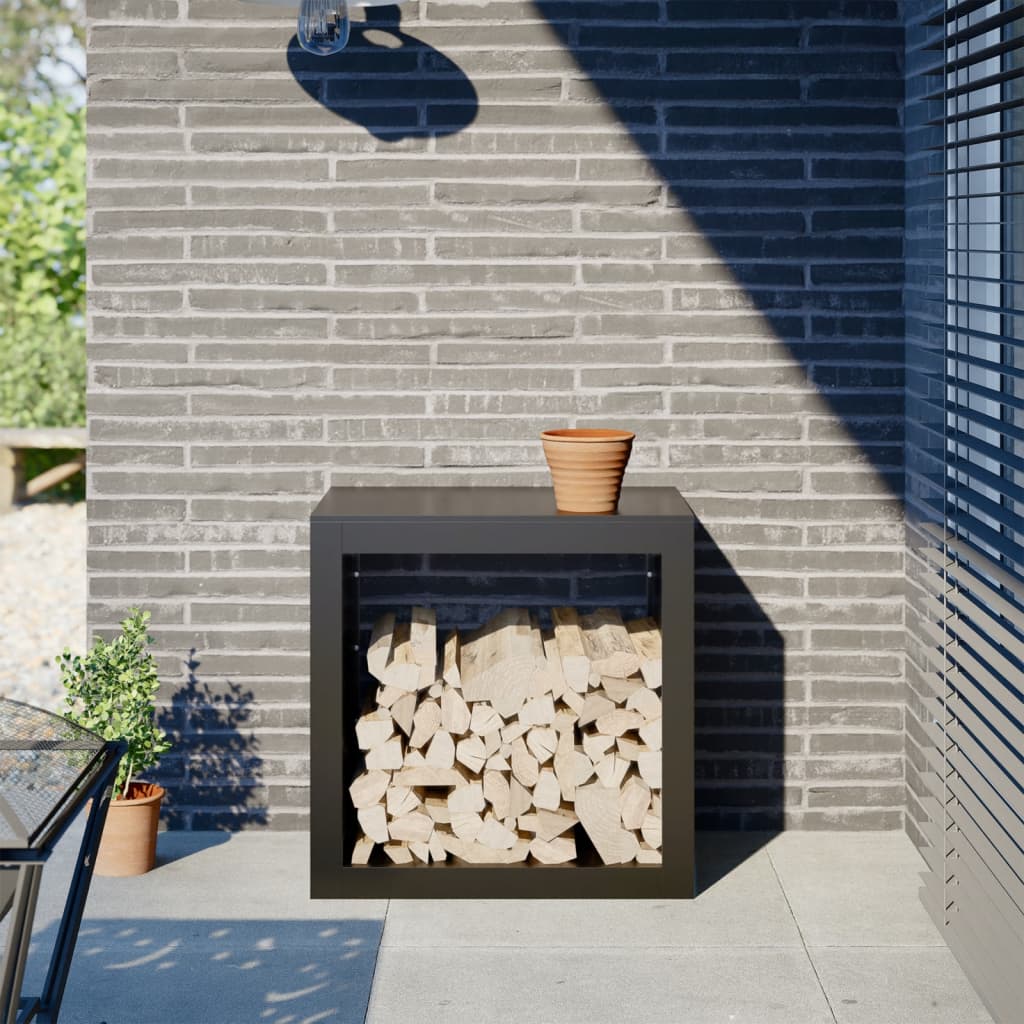 vidaXL Firewood Rack Black 60x40x60 cm Steel 1