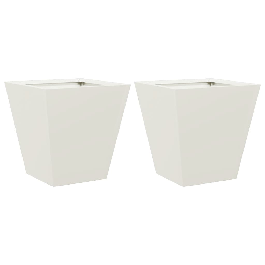 vidaXL Garden Planters White 2 pcs 30x30x30 cm Steel 2