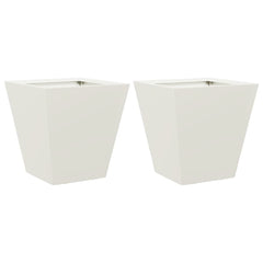 vidaXL Garden Planters White 2 pcs 30x30x30 cm Steel 2