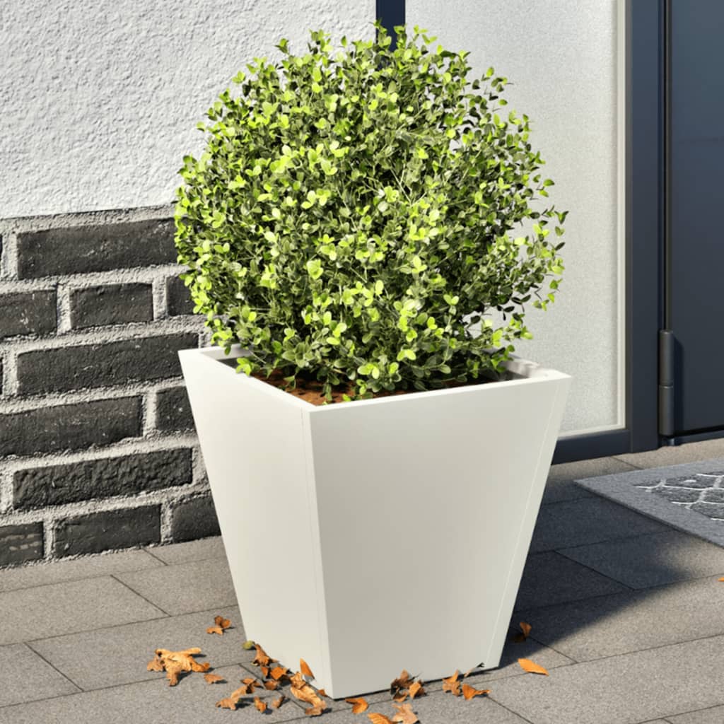 vidaXL Garden Planters White 2 pcs 30x30x30 cm Steel 1