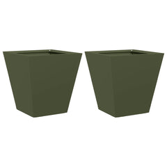 vidaXL Garden Planters Olive Green 2 pcs 30x30x30 cm Steel 2