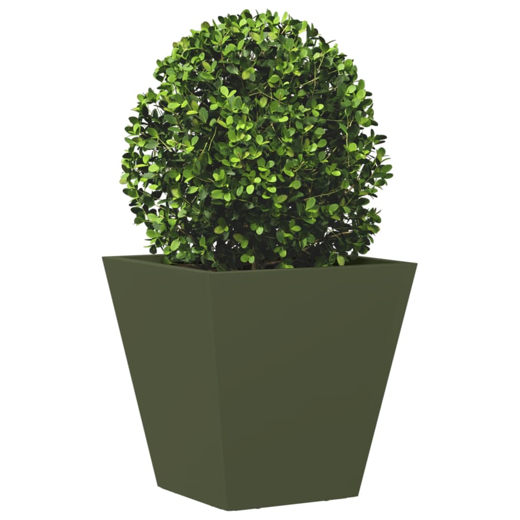 vidaXL Garden Planters Olive Green 2 pcs 30x30x30 cm Steel 4