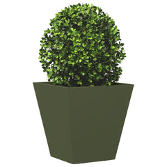 vidaXL Garden Planters Olive Green 2 pcs 30x30x30 cm Steel 4