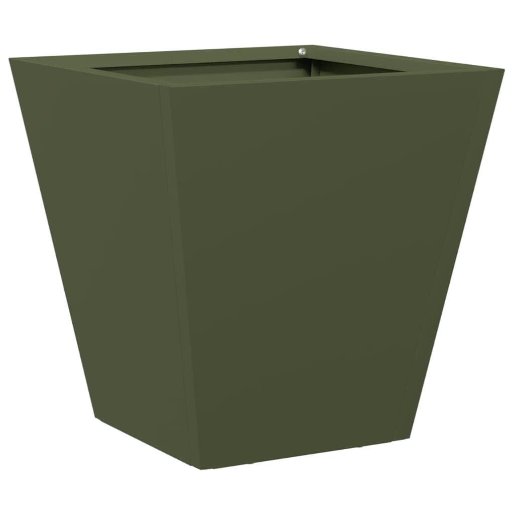 vidaXL Garden Planters Olive Green 2 pcs 30x30x30 cm Steel 5