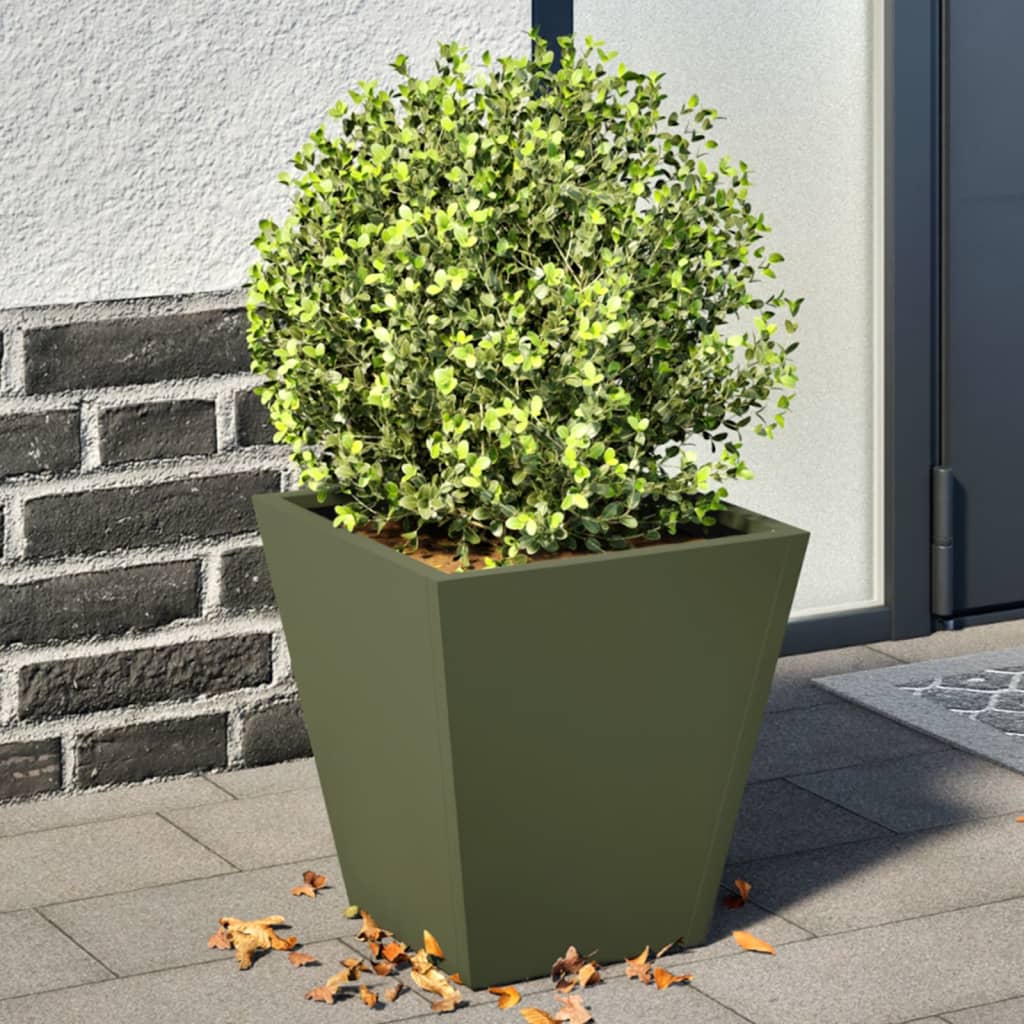 vidaXL Garden Planters Olive Green 2 pcs 30x30x30 cm Steel 1