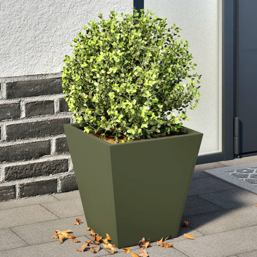 vidaXL Garden Planters Olive Green 2 pcs 30x30x30 cm Steel 1