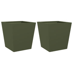 vidaXL Garden Planters Olive Green 2 pcs 40x40x40 cm Steel 2