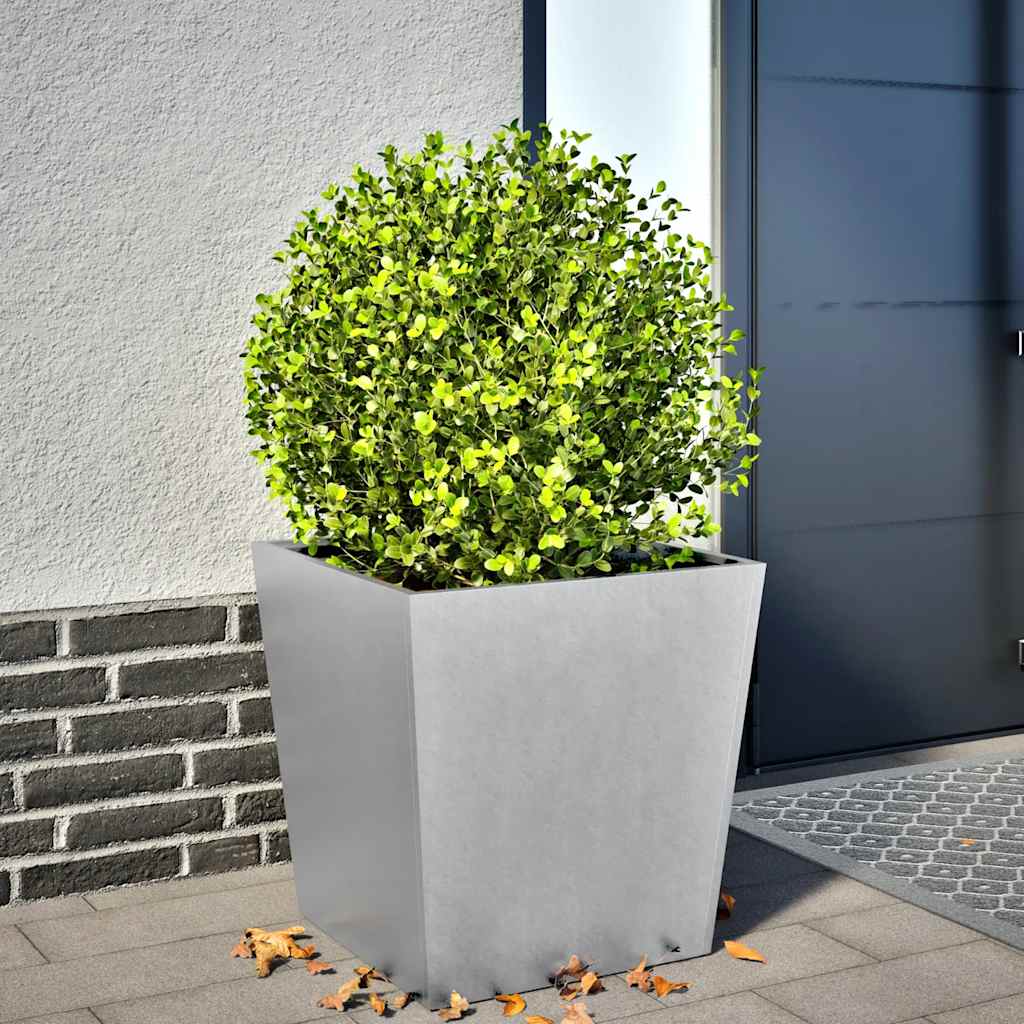 Garden Planter Black 50x50x50 cm Steel Galvanized steel/grey