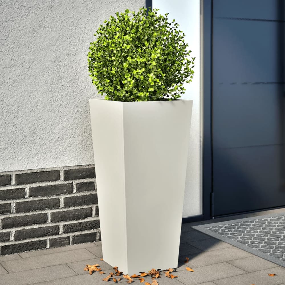 Garden Planters Black Steel 2 pcs Height 75 cm Steel/white 35 cm 35 cm