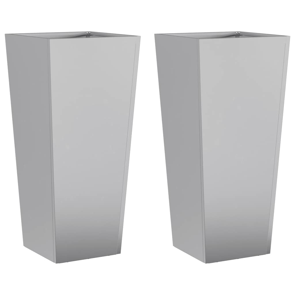 vidaXL Garden Planters 35x35x75 cm 2 pcs Galvanised Steel 2