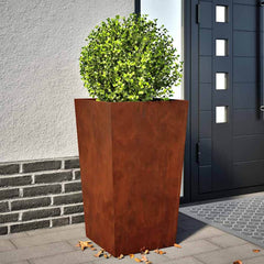 vidaXL Garden Planters Black Steel 2 pcs Height 75 cm