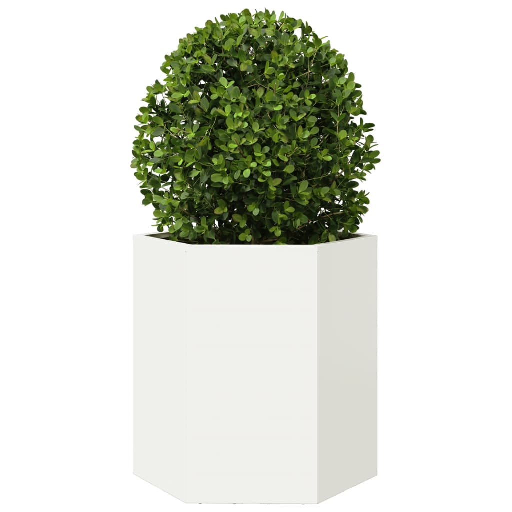 vidaXL Garden Planter White Hexagon 46x40x45 cm Steel 3