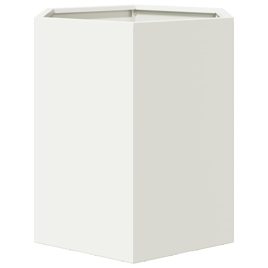 vidaXL Garden Planter White Hexagon 46x40x45 cm Steel 5