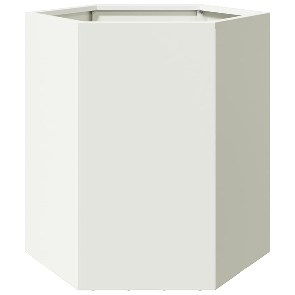 vidaXL Garden Planter White Hexagon 46x40x45 cm Steel 6