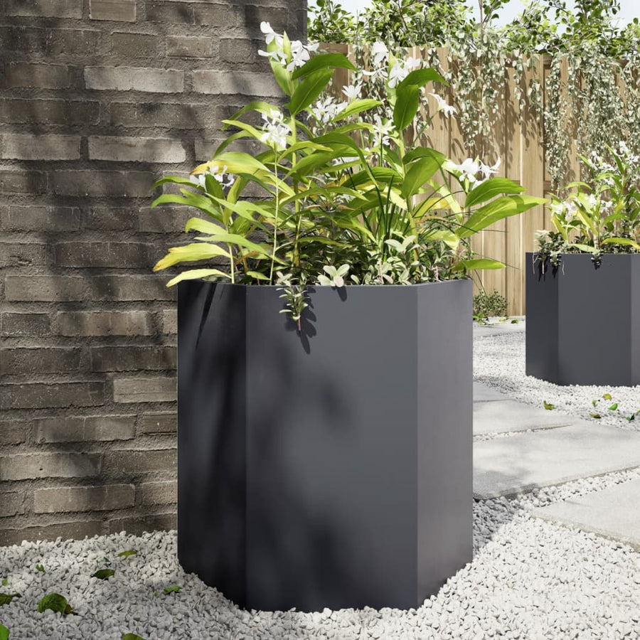 vidaXL Garden Planter Anthracite Hexagon 46x40x45 cm Steel 1