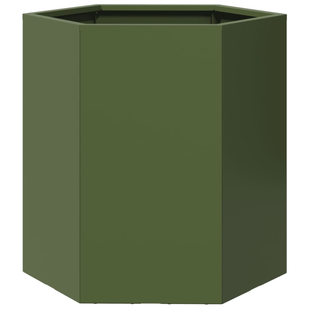 vidaXL Garden Planter Olive Green Hexagon 46x40x45 cm Steel 2