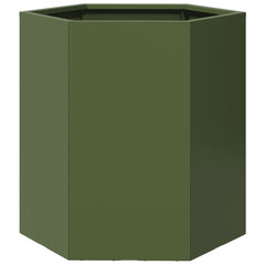 vidaXL Garden Planter Olive Green Hexagon 46x40x45 cm Steel 2