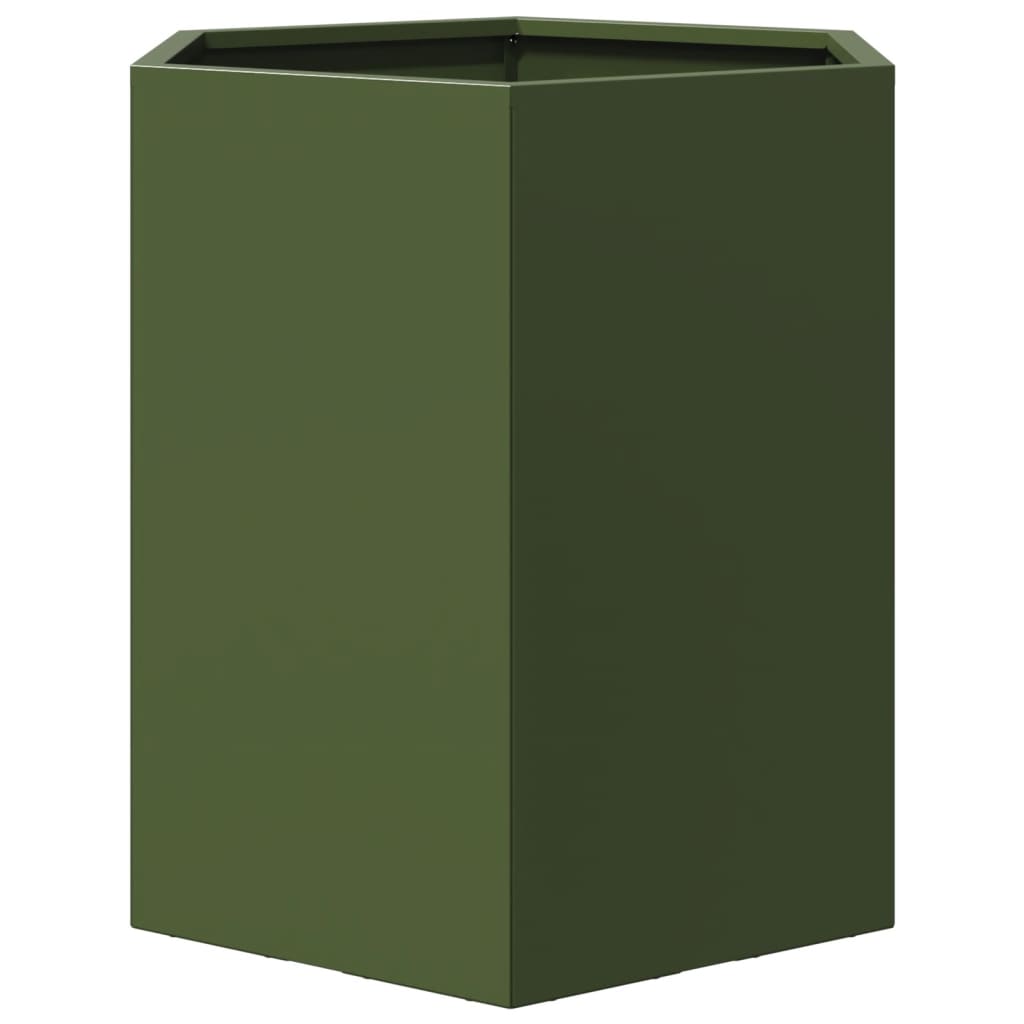 vidaXL Garden Planter Olive Green Hexagon 46x40x45 cm Steel 5